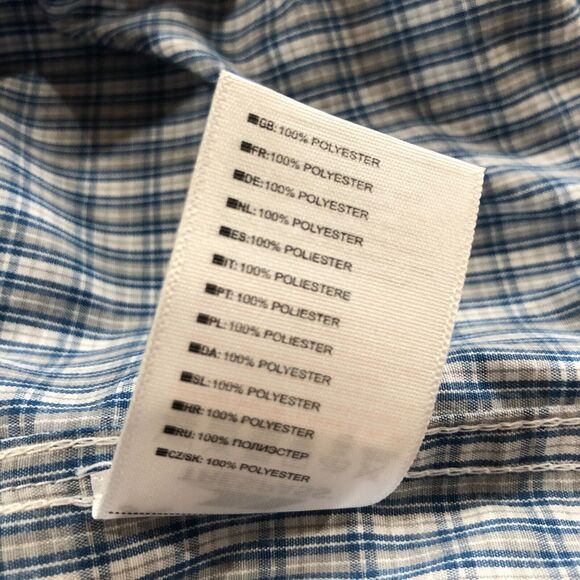 NEW Trespass Button Down Performance Shirt Mens Medium UXBridge Blue Plaid Check - Picture 5 of 6